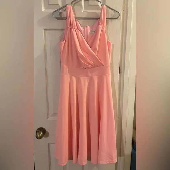 GRACE KARIN Women's Sleeveless Wrap V-Neck A-line Pink Dress - Picture 2 of 5